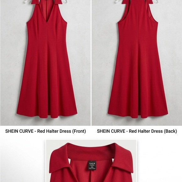 Dresses & Skirts - Red Halter Fit-and-Flare Dress